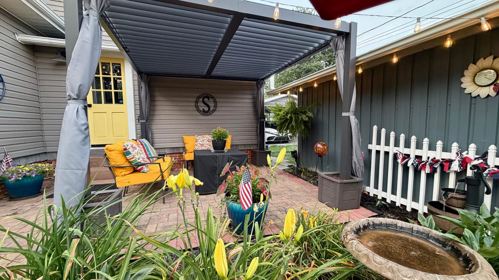 Aoxun Louvered Pergola 10x12 All-Aluminum, Waterproof Curtains and Netting customer photo 2