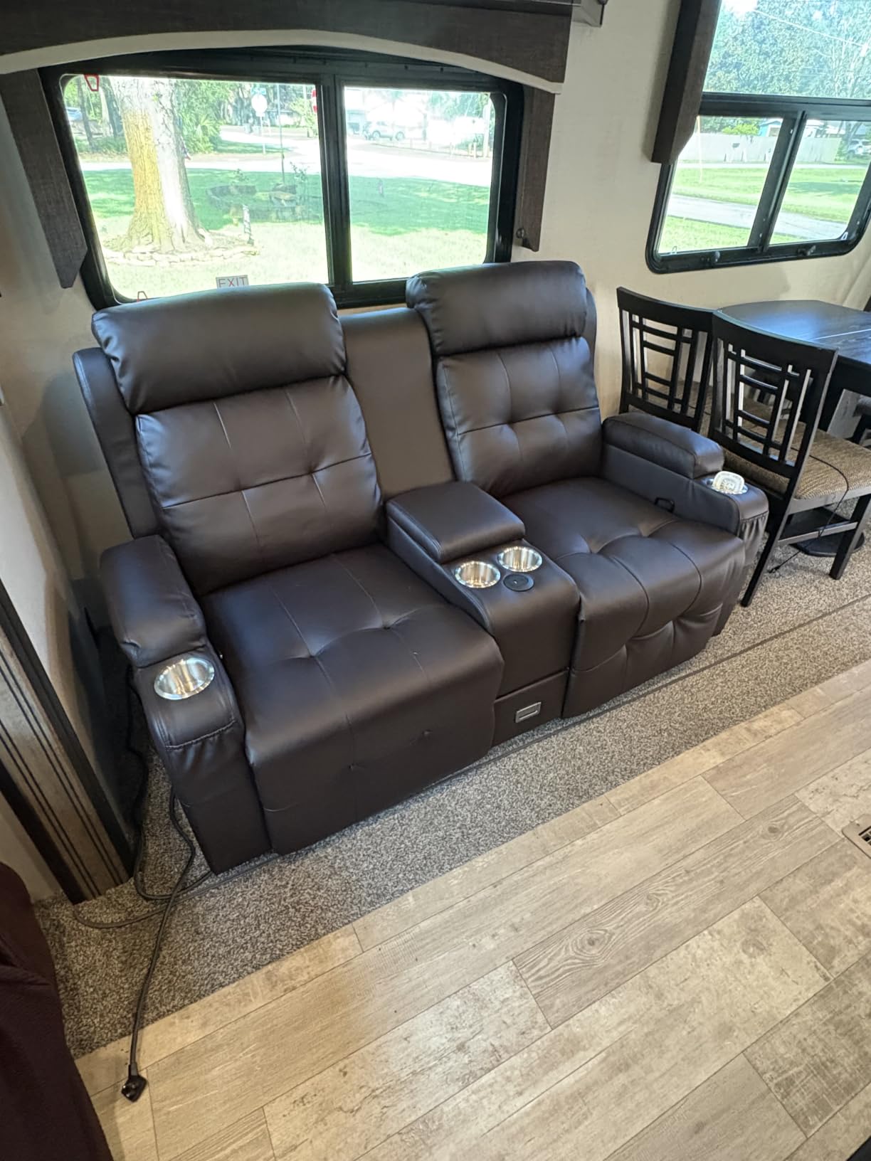 Reclining Loveseat Sofa, RV Loveseat Recliner Wall Hugger Couch, Home Theater Seating, Massage Loveseat with Console, USB & Type-C Ports, Storage Armrests for Living Room, Camper, Game Room, Man Cave customer photo 2