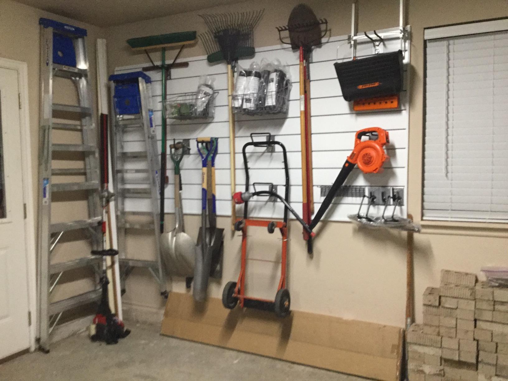 Proslat 88105 Heavy Duty PVC Slatwall Garage Organizer, 8-Feet by 4-Feet Section, 10 Panels, Charcoal (Dark Grey) customer photo 1