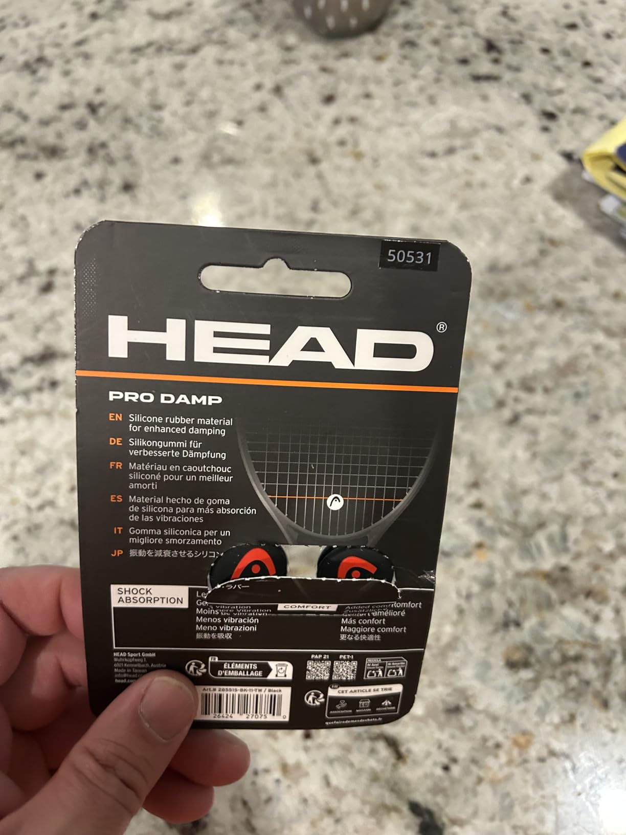 Head Pro Damp Vibration Dampener for Tennis Racquets, 2 Per Pack, Black/Red Color customer photo 1