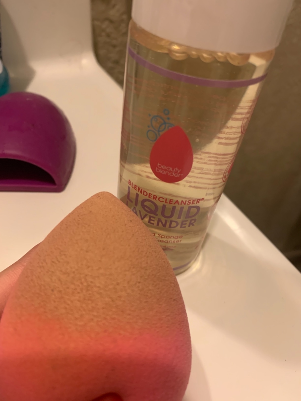 Beautyblender | Blendercleanser Tool Wash | Lavender Purifying Liquid Soap | Sponge, Brush, Makeup Tool Cleanser | Lavender-Scented, Vegan, Paraben & Sulfate-Free, 3 oz | Package May Vary customer photo 1