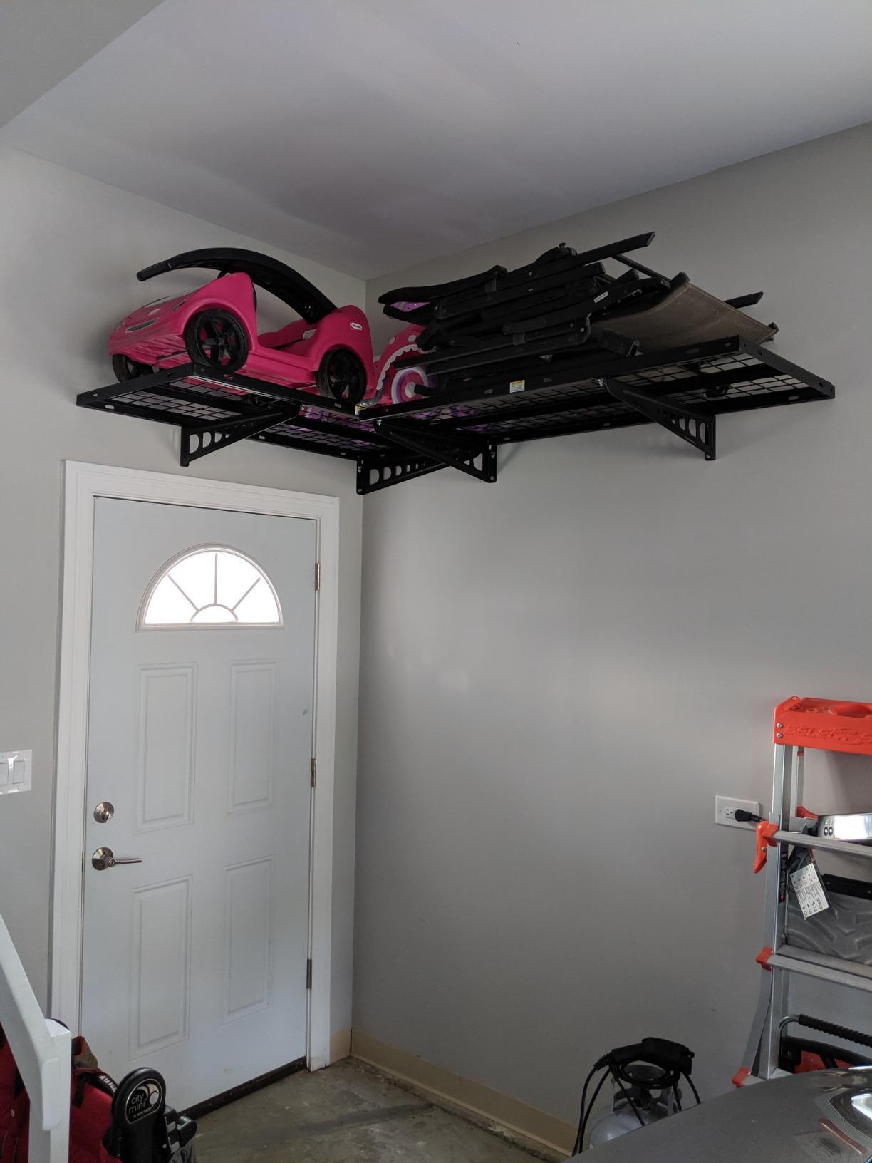 FLEXIMOUNTS 2 Pack 2x4ft Corner Wall Shelving Garage Storage Rack, Black customer photo 1