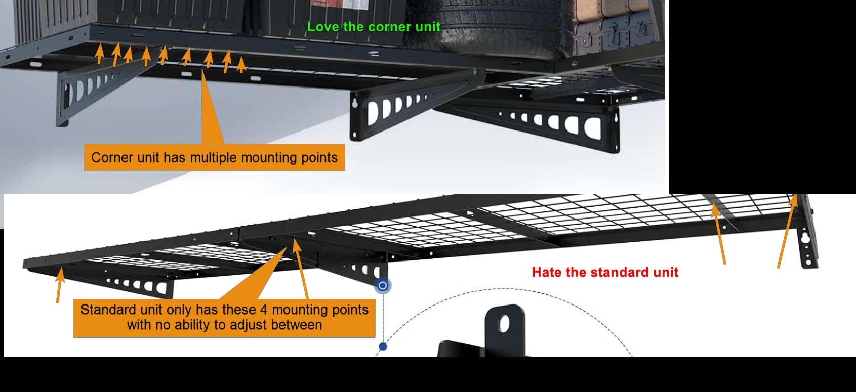 FLEXIMOUNTS 2 Pack 2x4ft Corner Wall Shelving Garage Storage Rack, Black customer photo 2