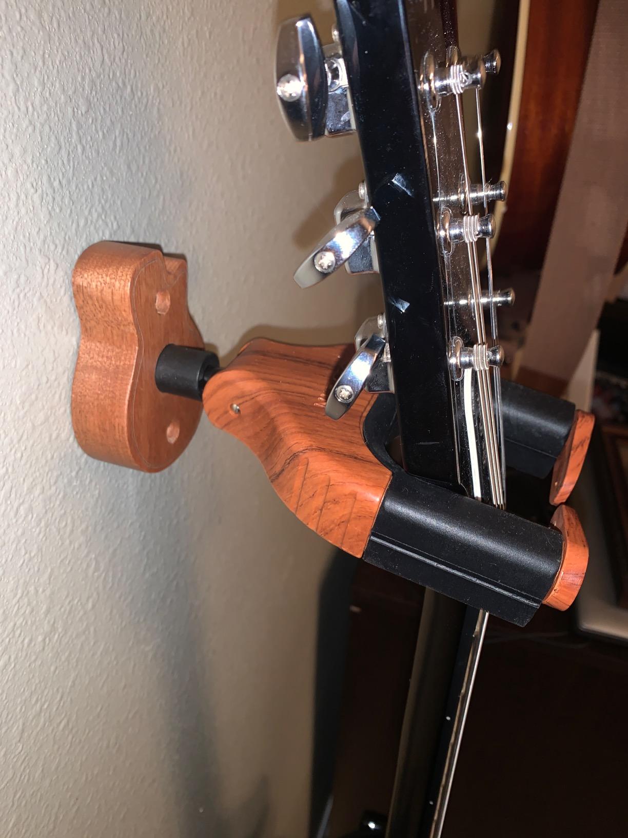 Neboic Guitar Wall Mount, Auto Lock Guitar Wall Hanger, Hard Wood Base in Guitar Shape Guitar Hook, Guitar Holder for Acoustic, Electric, Classical, Bass Guitars, Guitar Accessories customer photo 1