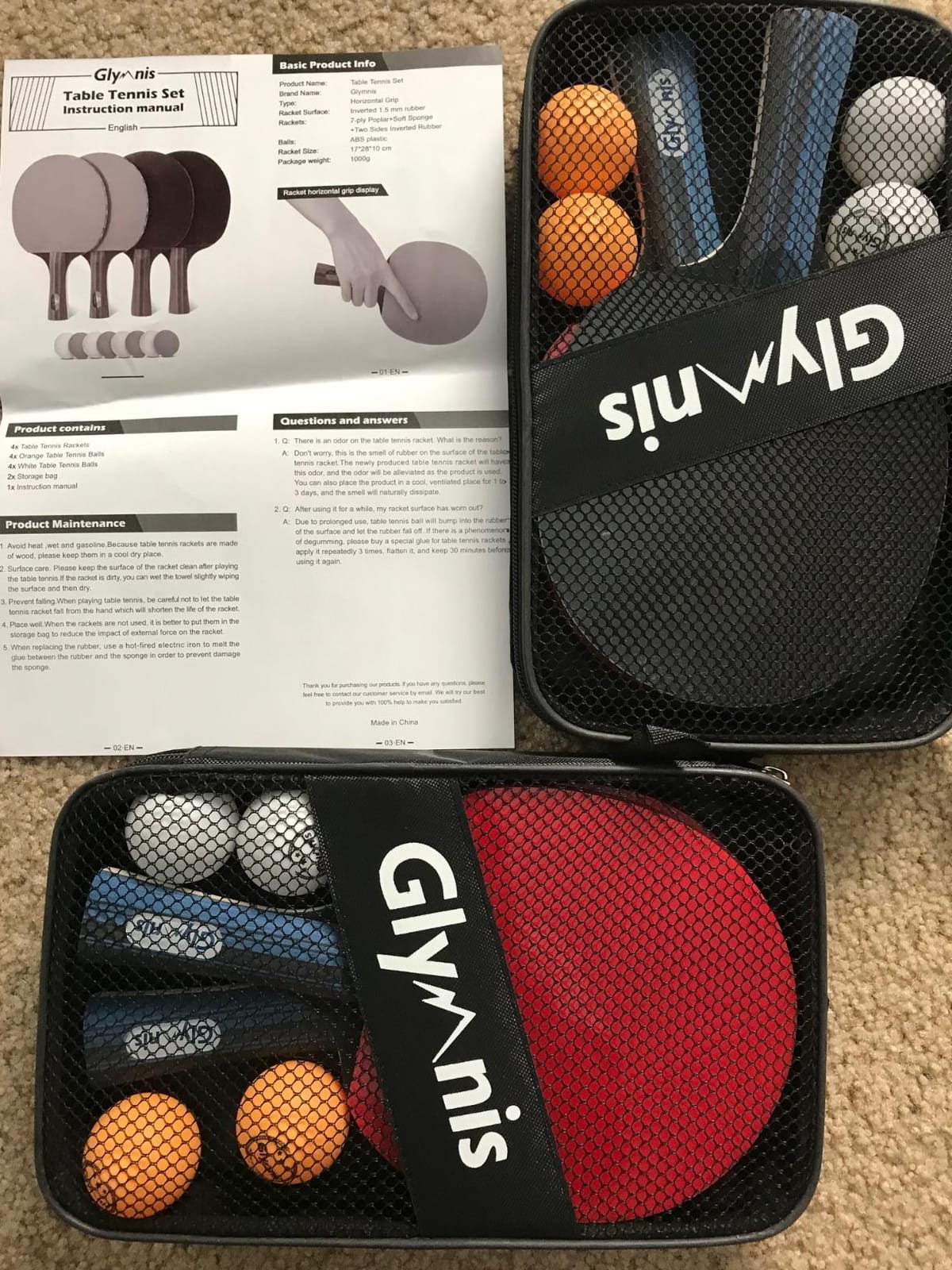 Glymnis Ping Pong Paddles Set of 4/2, Table Tennis Rackets Set and Balls customer photo 1