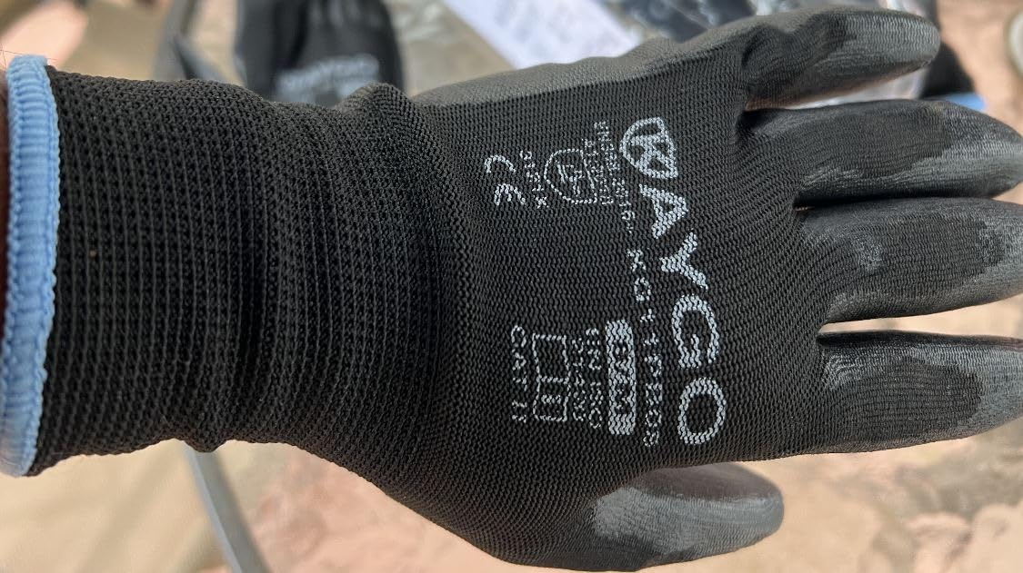 KAYGO Safety Work Gloves for Men Women, PU Coated Palm & Fingers, KG11P customer photo 1