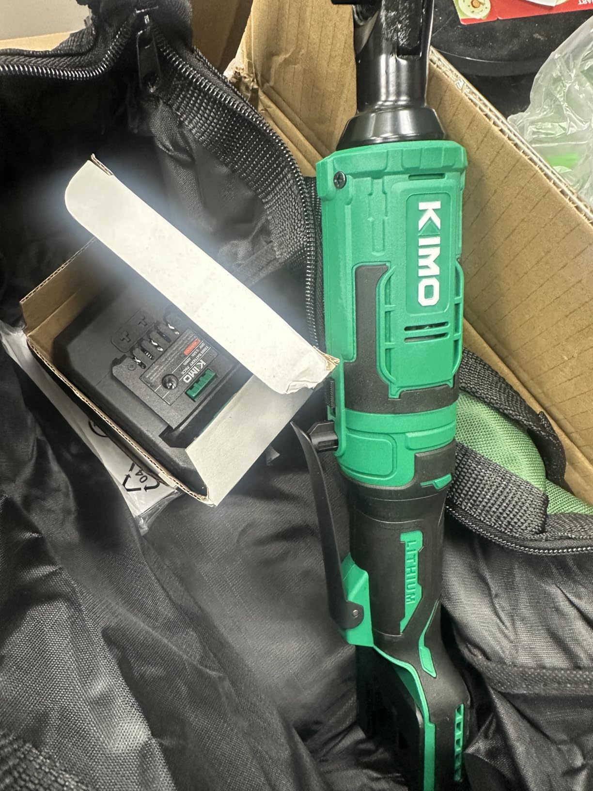 KIMO 3/8 Cordless Electric Ratchet Wrench, 40Ft-lbs, 400RPM Variable Speed customer photo 1