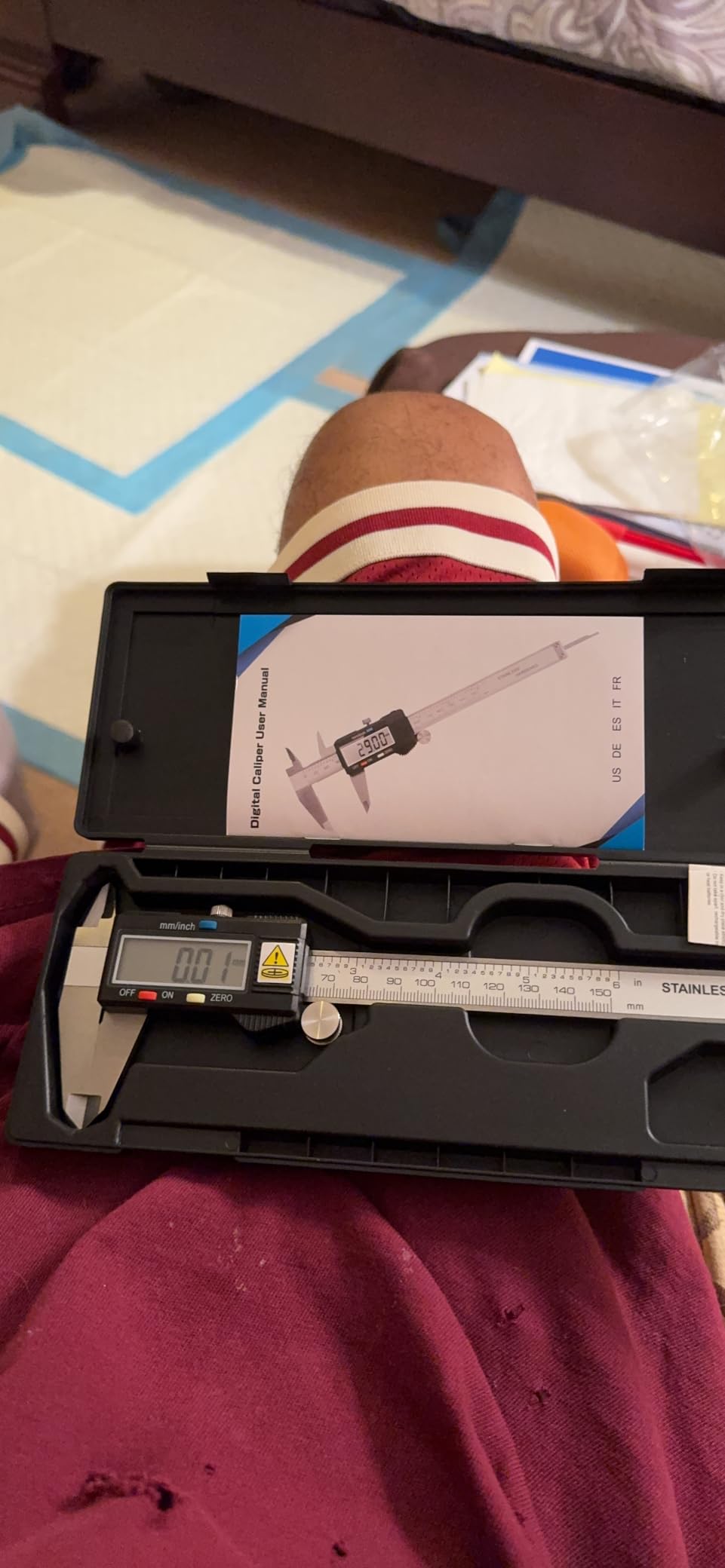 Caliper Measuring Tool, Qfun Vernier Digital Caliper Stainless Steel 6 Inch/150mm, Digital Micrometer Waterproof, Easy Switch from Inch to Millimeter, Large LCD Screen customer photo 2