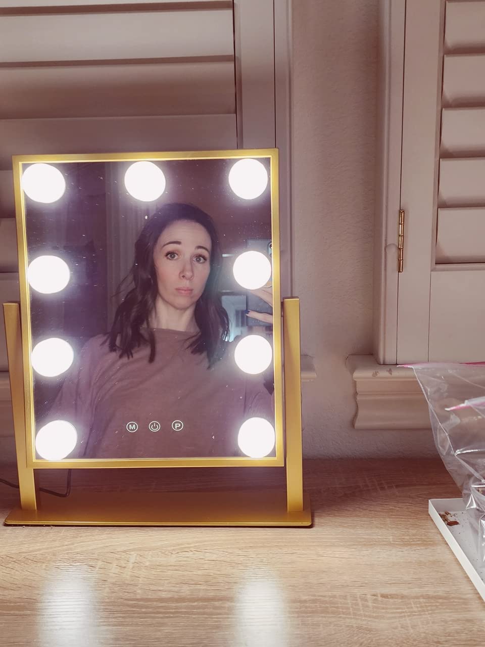 BWLLNI Lighted Makeup Mirror, White Vanity Mirror with Lights,9 LED Bulbs customer photo 1