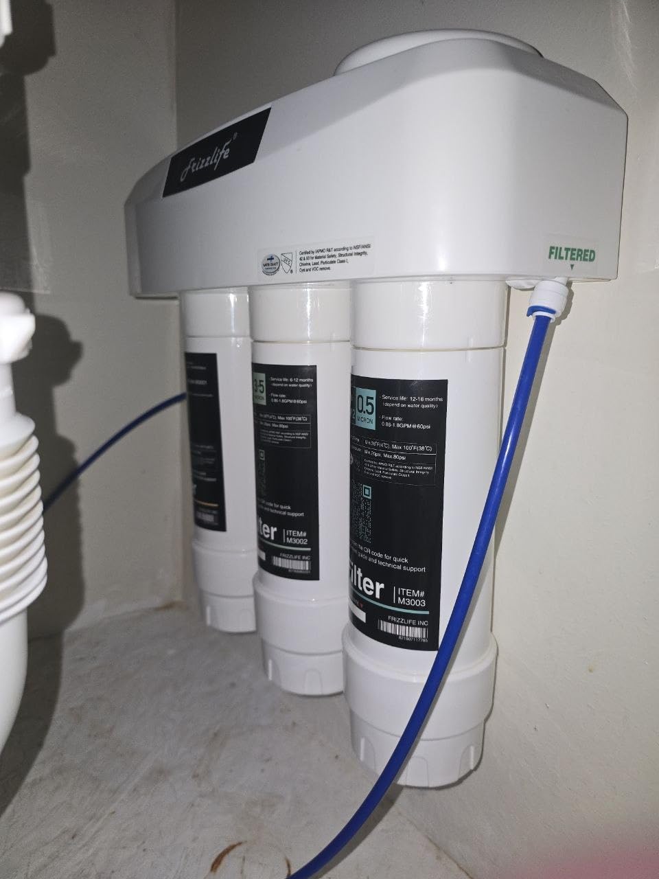 Frizzlife Under Sink Water Filter System, NSF/ANSI 53&42&372 Certified, 8 Layer 0.5 Micron Water Filtration Reduce Chloramine, PFOA/PFOS, Lead, Chlorine, Bad Taste & Odor, Under Counter, SK99-NEW customer photo 2
