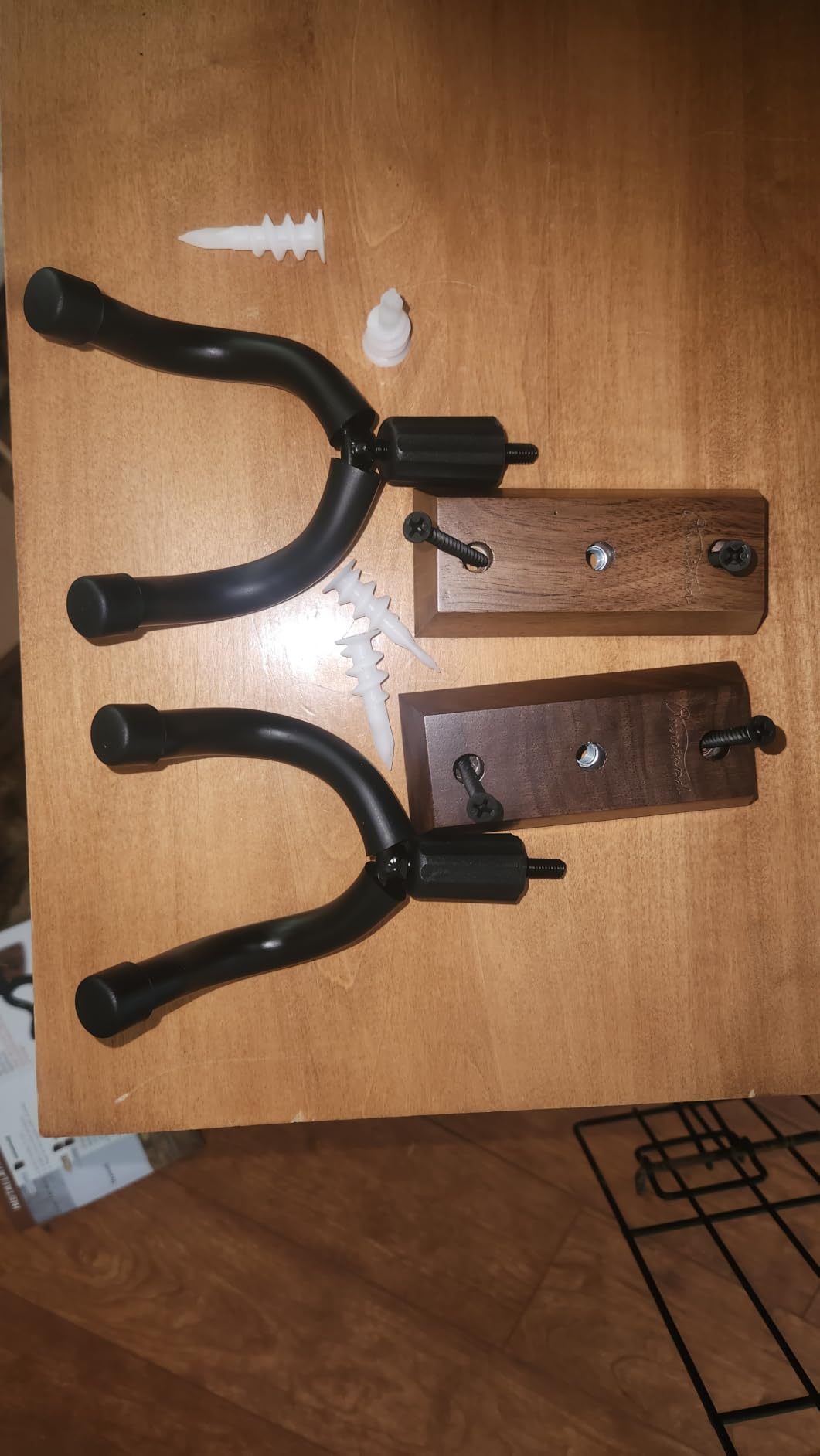 Guitar Wall Mount 2 Pack, Black Walnut Wood Guitar Hanger, U-Shaped Guitar Wall Hanger Mount, Guitar Holder Hook Stand Wall for Acoustic, Electric Guitar, Banjo, Bass, for Guitar Player Men Boy customer photo 1