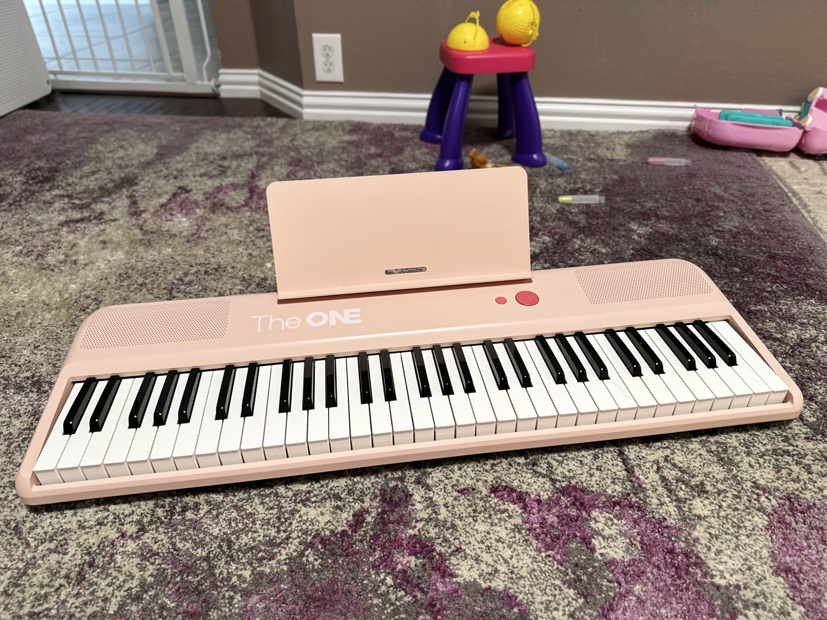 The ONE Smart Keyboard COLOR 61 Lighted Keys Piano Keyboard, Electric Piano for Beginners with 256 Tones, 64 Polyphony, Built-in LED Lights & Apps, Supports USB MIDI/Headphones (Purple) customer photo 2