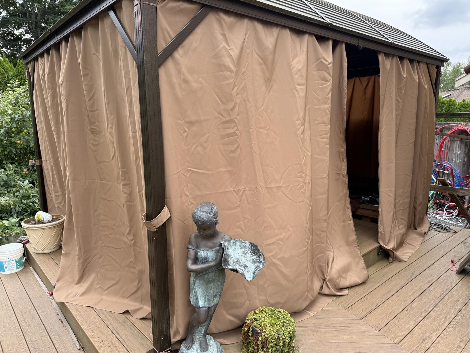 10 x 12 Ft Gazebo Curtains, 4 Panels with Zippers, Khaki customer photo 1