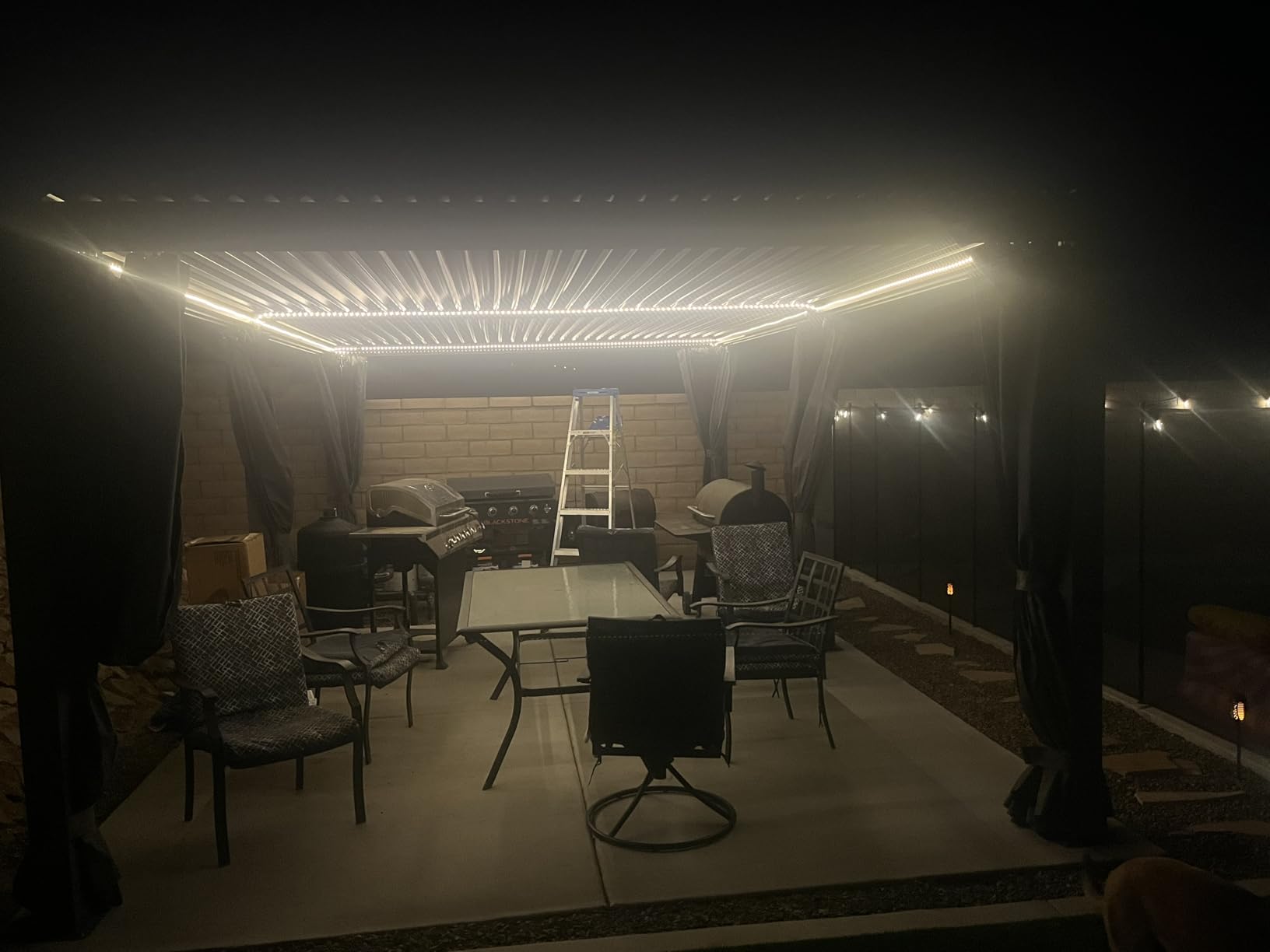 Domi Outdoor Pergola 10' × 13', Aluminium Louvered Pergola with Adjustable Roof, Curtains and Netting, Hardtop Gazebo for Patio, Deck, Garden, Yard, Beach(Gray) customer photo 1