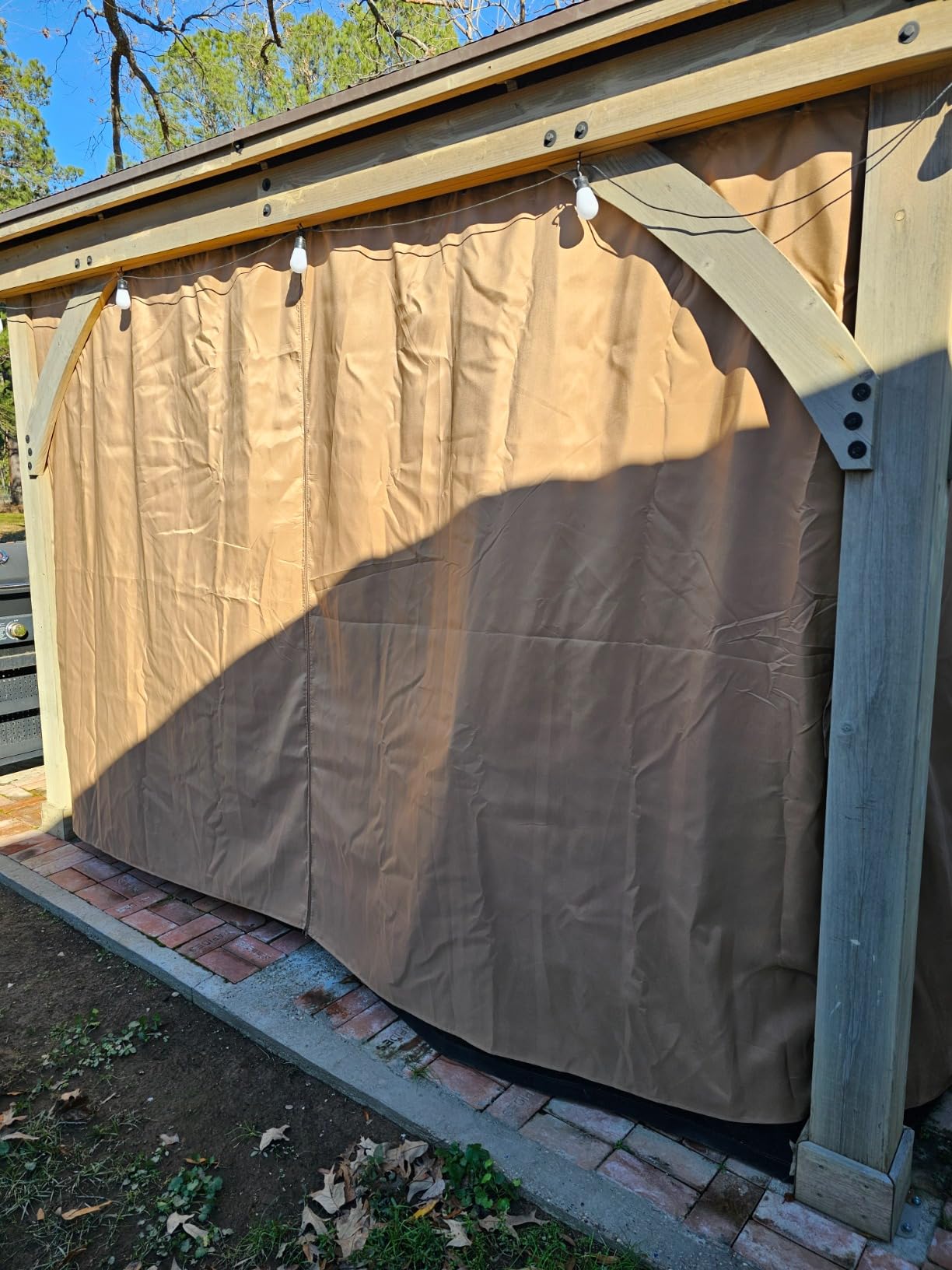 slashome 10x12 Gazebo Curtains Outdoor Waterproof, 4 Panel Sidewalls, Brown customer photo 1