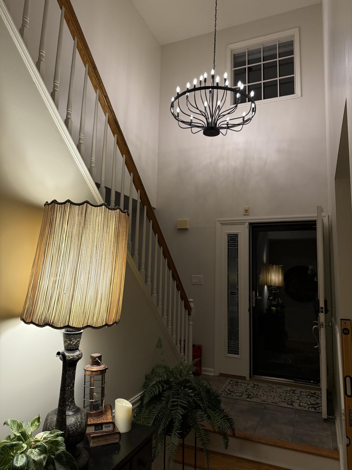 Large Black Wagon Wheel Chandelier 24-Light 39in for High Ceilings customer photo 1