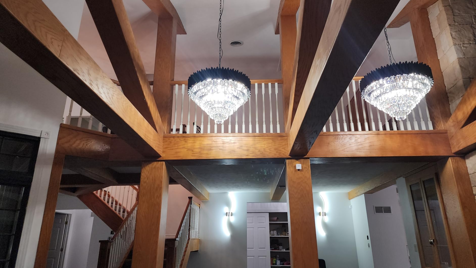 A AXILIXI Large Crystal Chandeliers Modern 30”Black Ceiling Chandelier Light Fixture for High Ceiling 6 Tiers Round Pendant Chandeliers for Foyer Living Room Staircase Dining customer photo 1