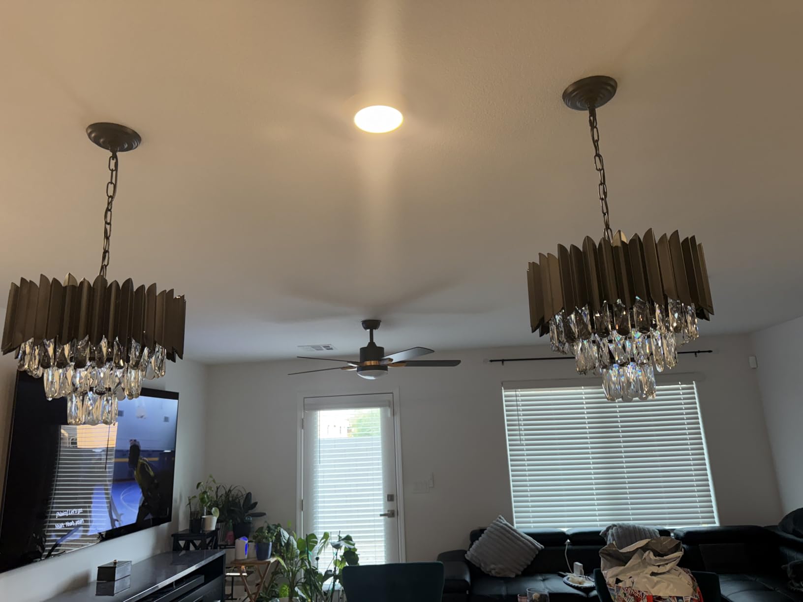 A AXILIXI Large Crystal Chandeliers Modern 30”Black Ceiling Chandelier Light Fixture for High Ceiling 6 Tiers Round Pendant Chandeliers for Foyer Living Room Staircase Dining customer photo 2