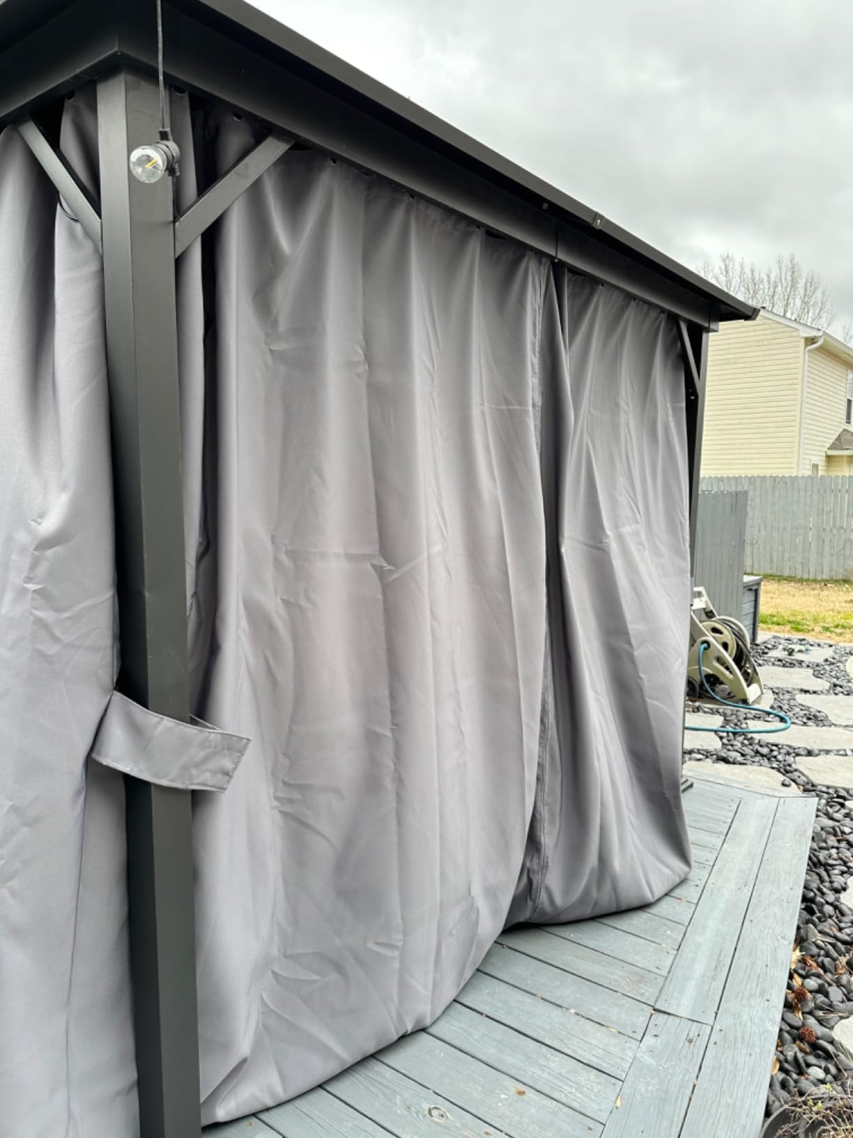 10'x12' Privacy Gazebo Curtains Outdoor Waterproof, 4-Panels Sidewall Curtain Universal Replacement with Zipper for Patio, Backyard, Garden (Only Curtains, Grey) customer photo 2