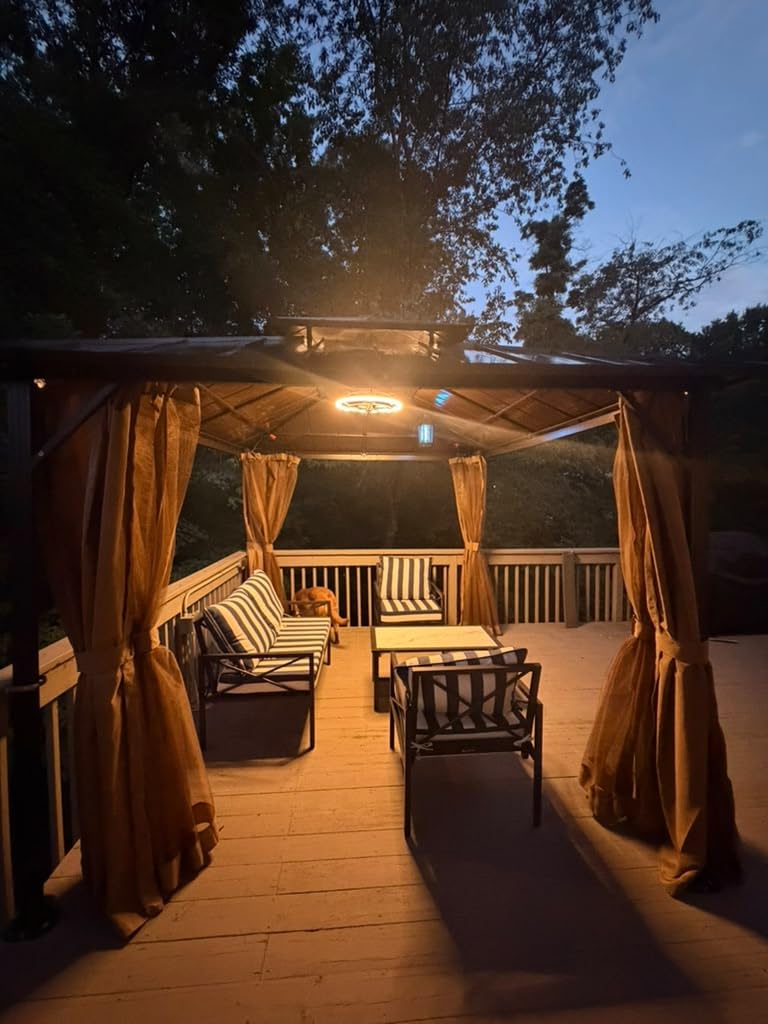 YOLENY 12' x 14' Gazebo, Hardtop Gazebo with Aluminum Frame, Double Galvanized Steel Roof, Curtains and Netting Included, Metal Gazebos Pergolas for Patios, Garden, Parties, Lawns customer photo 1