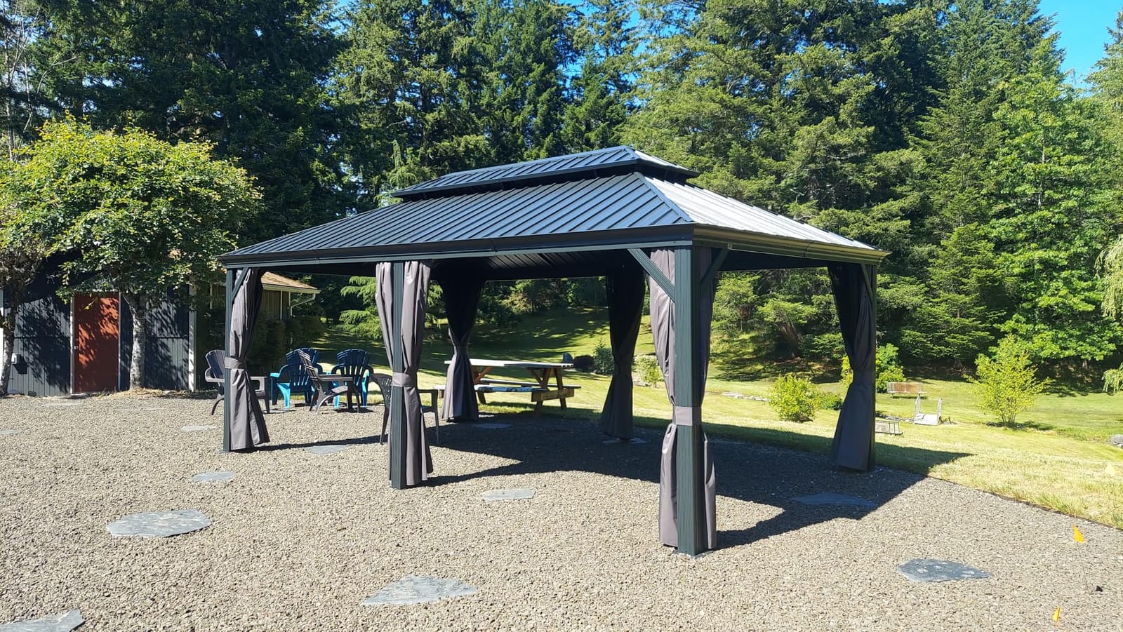 PURPLE LEAF Outdoor Gazebo 12' X 14' with Light, Gray customer photo 1