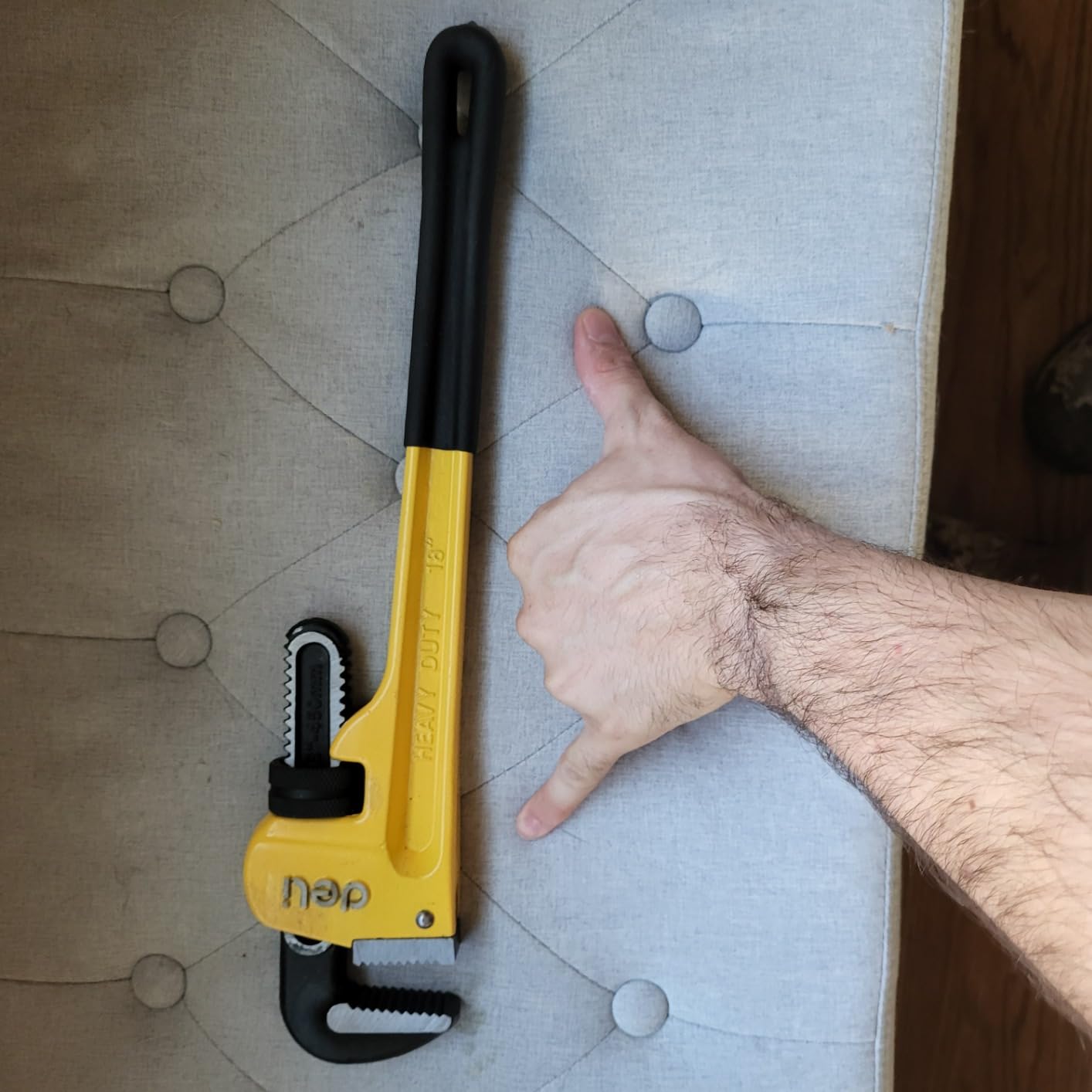 deli Pipe Wrench 8-inch, Heavy Duty Straight Adjustable Wrench, Professional Plumbing wrench tools, for Pipe, Home, Vehicle repair customer photo 2