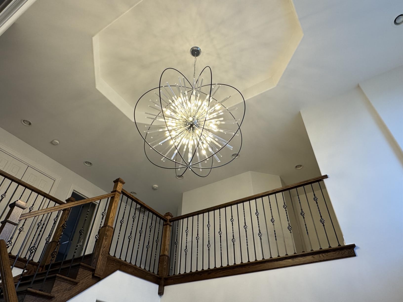 Modern Large Black and Gold Crystal Chandelier for Entryway High Ceiling customer photo 1