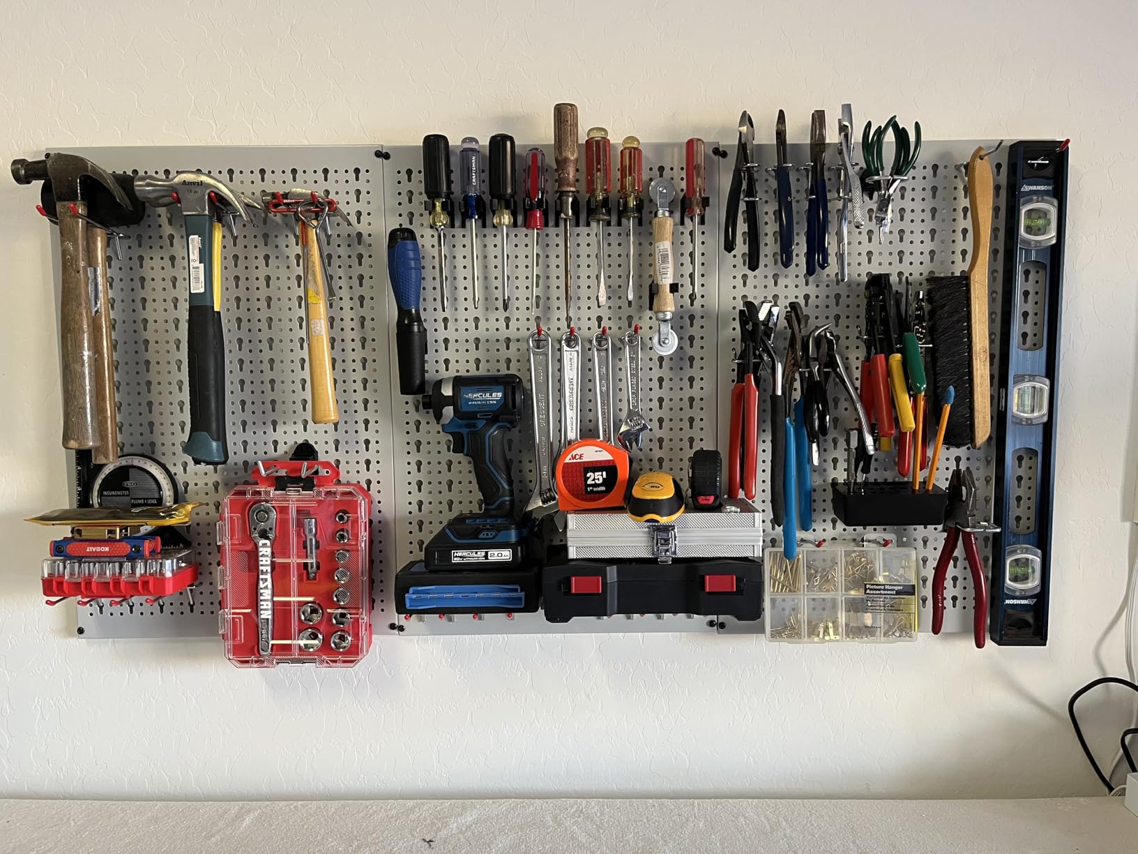 WALMANN Metal Pegboard, Wall Tool Organizer Board with Hooks, 24x48 in customer photo 1