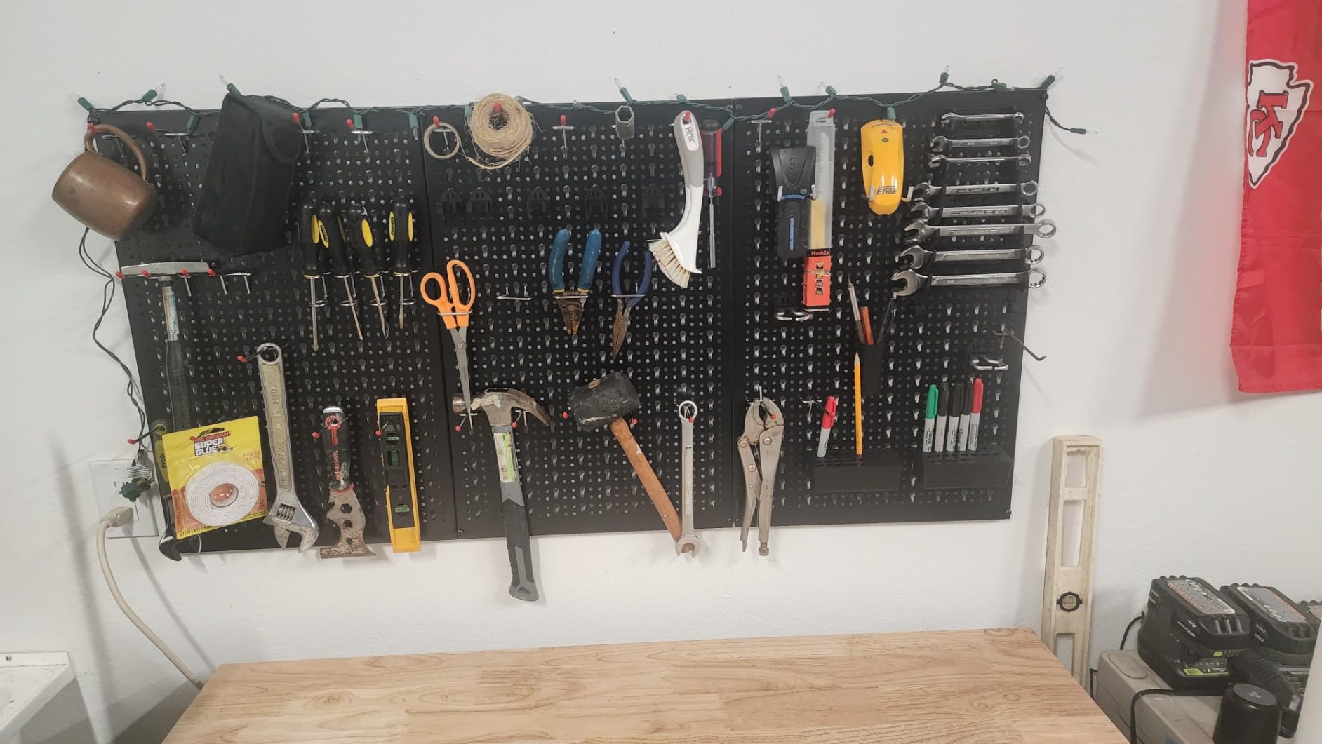 WALMANN Metal Pegboard, Wall Tool Organizer Board with Hooks, 24x48 in customer photo 2