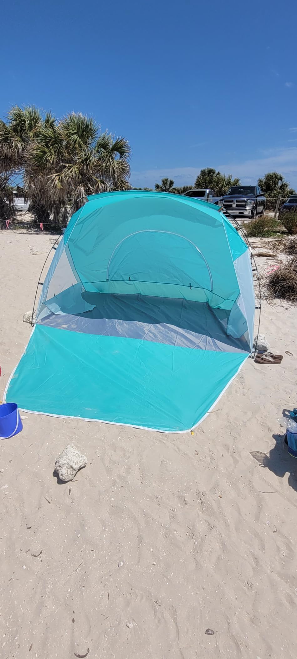 Beach Tent, Portable Sun Shelter for 2/3/4/6-8 Person with UPF 50+ UV Protection, Easy Setup Waterproof Beach Shade Canopy Cabana for Family Outdoor and Picnics, Fishing with Carrying Bag customer photo 2