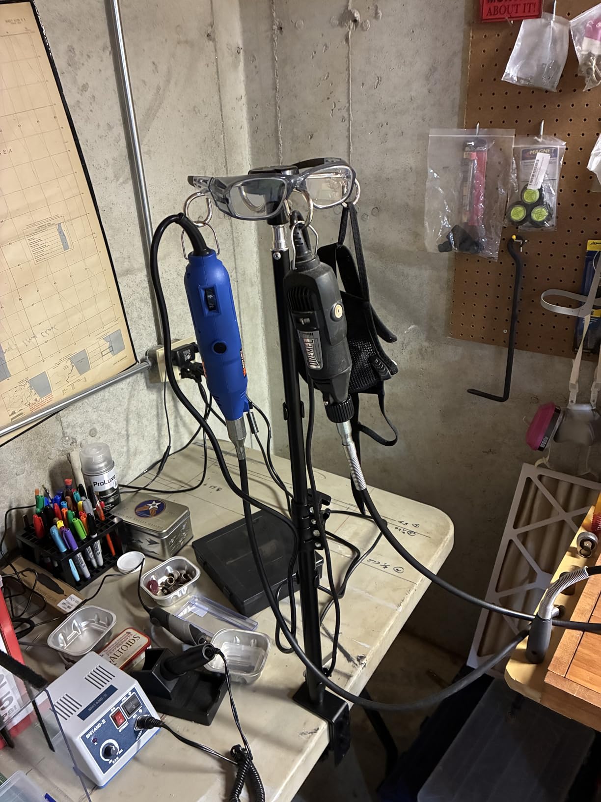 Rotary Tool Hanger Flex Shaft Accessories Holder Stand Compatible with Foredom Dremel Grobet Tools,Height Adjustable Rotary Motor Mount with Table Clamp(28inchs) customer photo 2