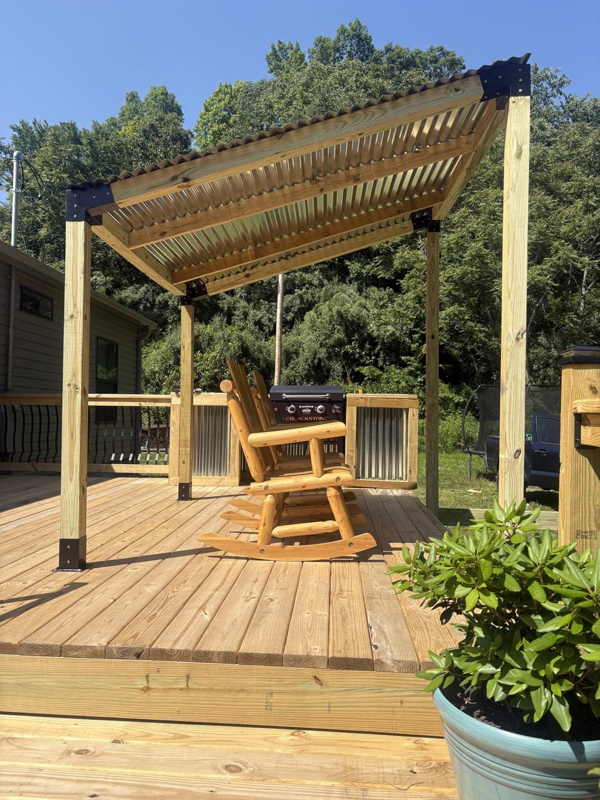 Pergola Kit, Slanted Roof Pergola Bracket, 3-Way Brackets with Post Base Kit, Log Cabin Outdoor 4
