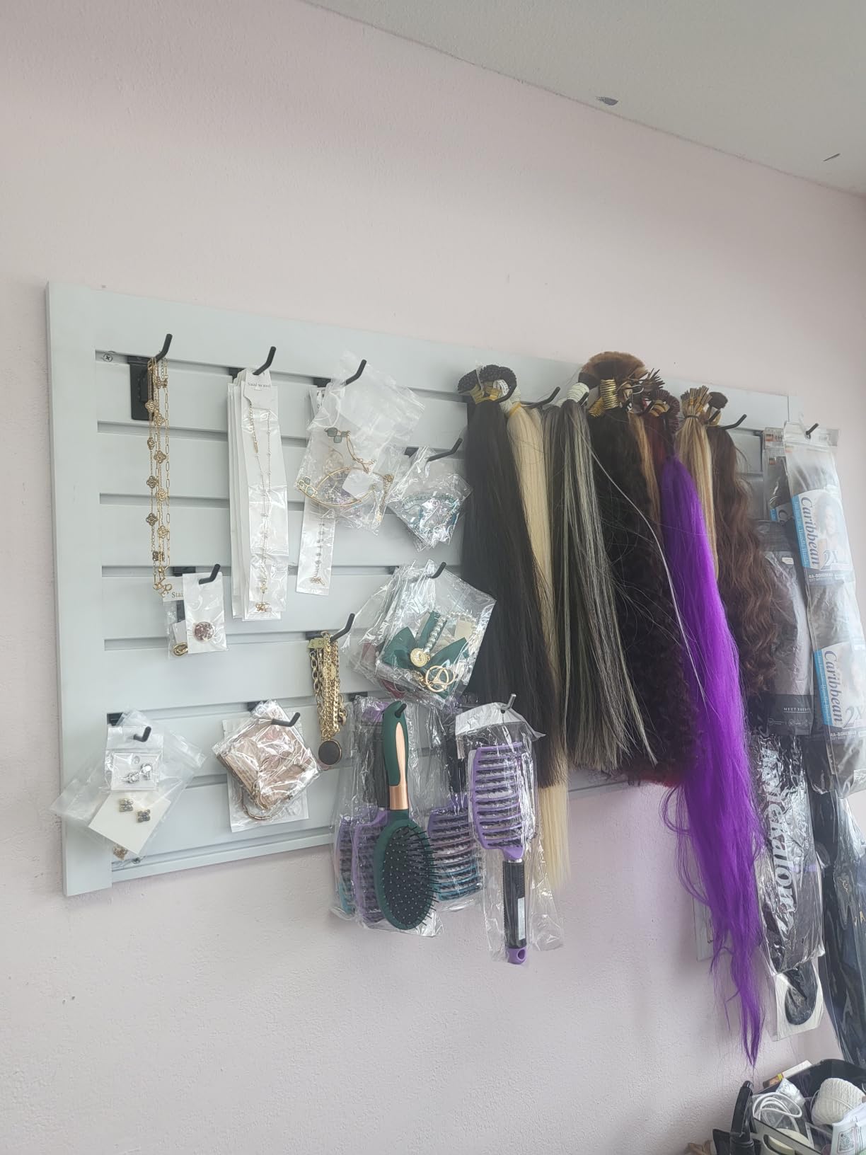 Neoaider Slatwall Panel 8 FT x 4 FT, Interlocking Slat Wall Paneling, Grey customer photo 2