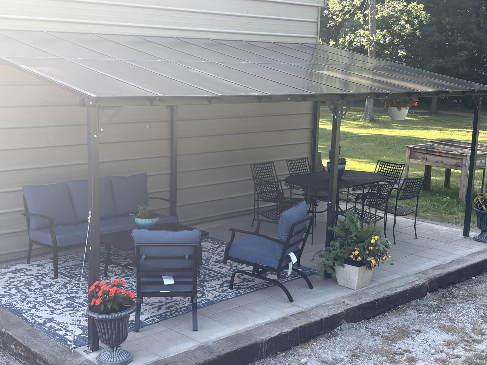 10' x 16' Lean to Gazebo Pergola, Hardtop Gazebo Metal Large Galvanized Steel Wall Mounted Pergolas on Clearance with Polycarbonate Roof, Awnings, Patio Canopy for Backyard, Deck, Porch customer photo 2