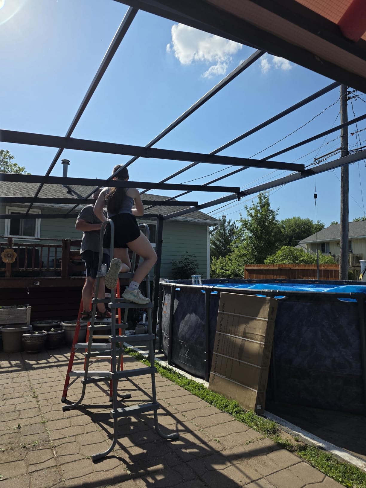 Covered Outdoor StoneCreek 10'x20' Lean to Gazebo, Wall Mounted Gazebo with Galvanized Steel Sloped Roof & Drainage Gutter, Heavy Duty Outdoor Pergolas for Patios, Backyard, Deck customer photo 1