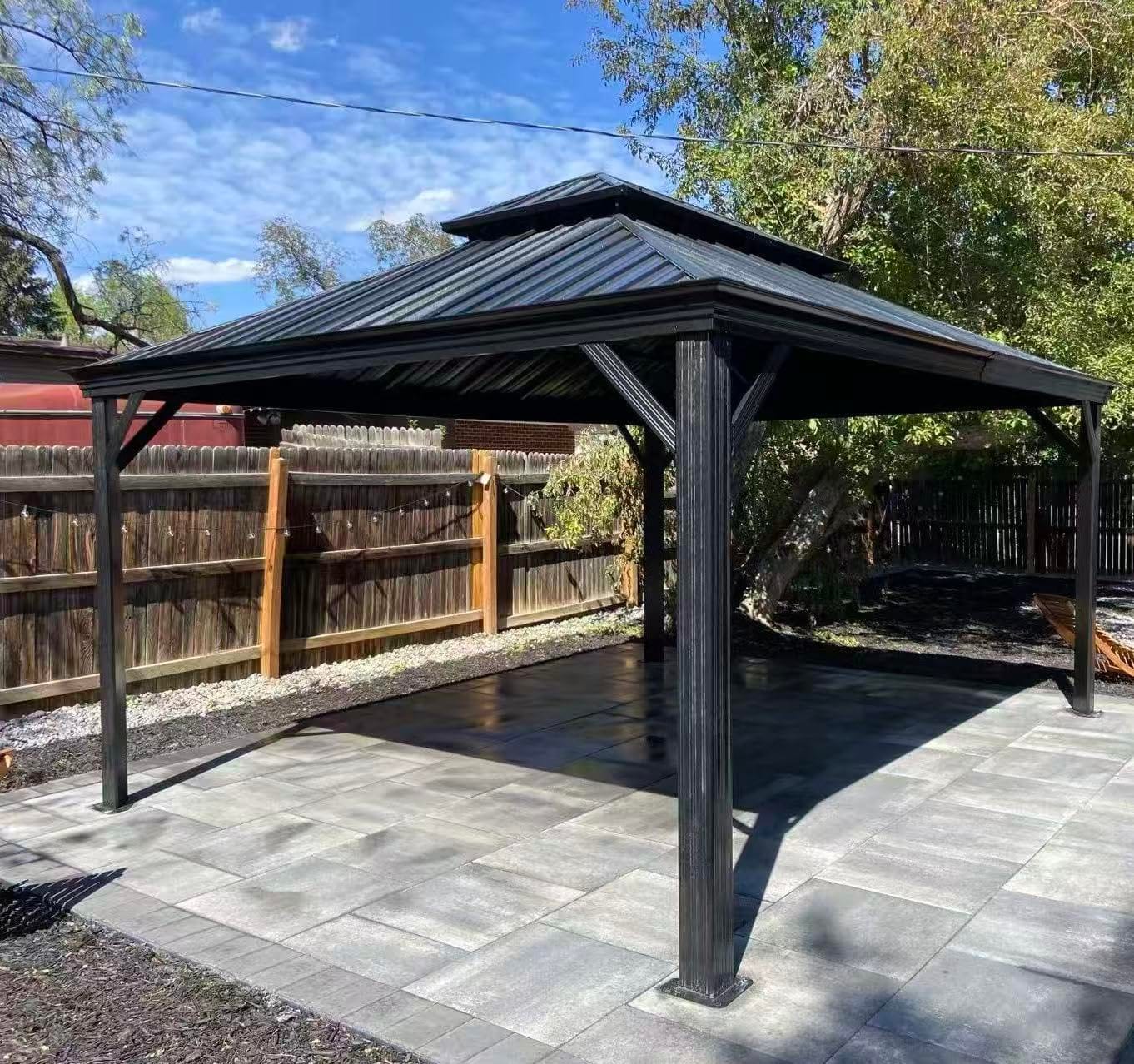 Aoxun 12'X16' Hardtop Gazebo with Built in Drainage,Outdoor Gazebo,Gray customer photo 1
