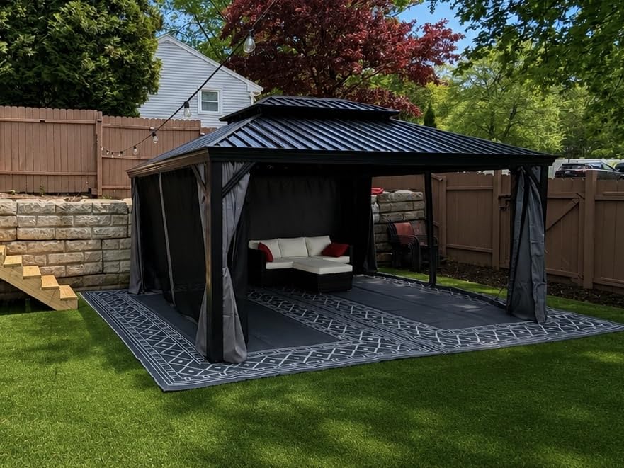 Aoxun 12'X16' Hardtop Gazebo with Built in Drainage,Outdoor Gazebo,Gray customer photo 2
