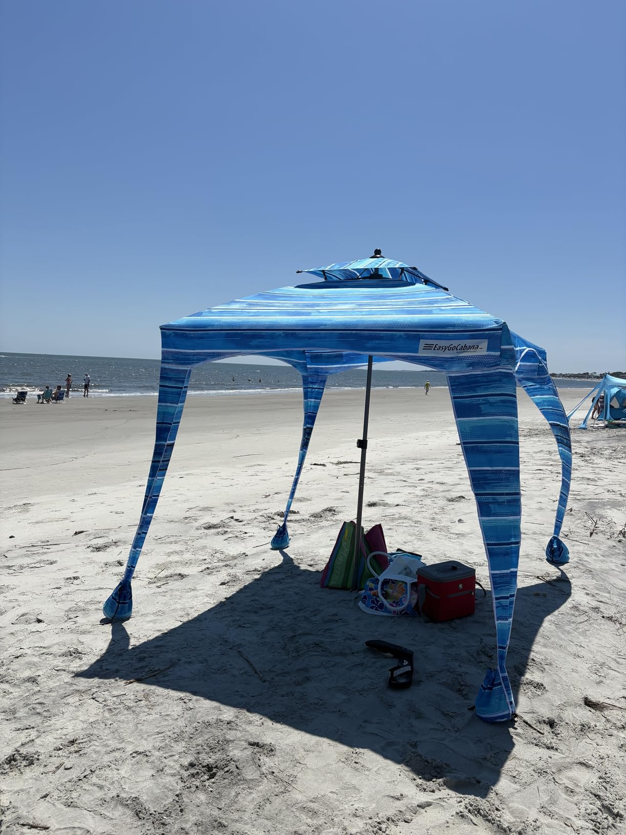 Beach Cabana Canopy Shelter – Cool Sun Shade Tent – 6’ X 6’ - UPF 50+ - Waterproof - Easy Setup – 2 Layer Wind Vent Umbrella – 6 Ft X 6 Ft – BONUS Sidewall – Beach, Lake, Park W/Family - 2 to 4 People customer photo 1