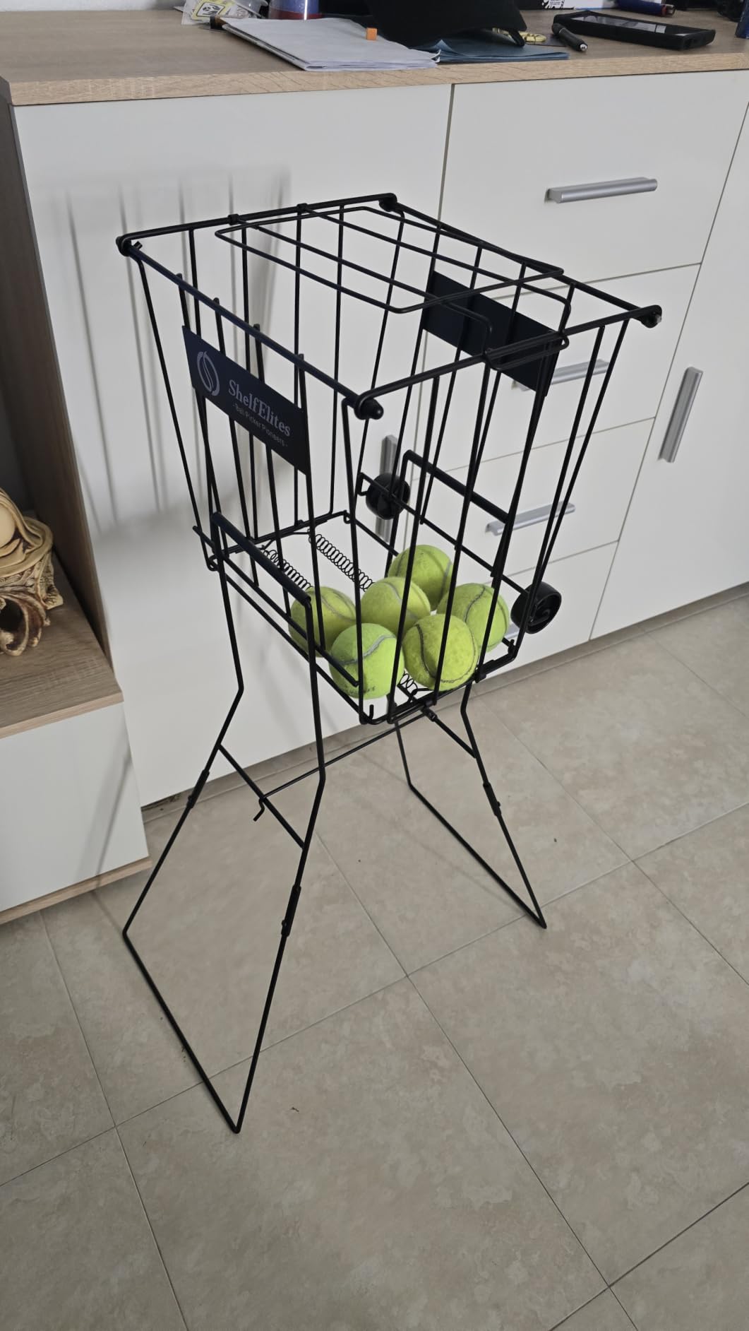 Tennis Ball Hopper, Portable Tennis Ball Holder with Handle for Court, Practice & Training customer photo 1