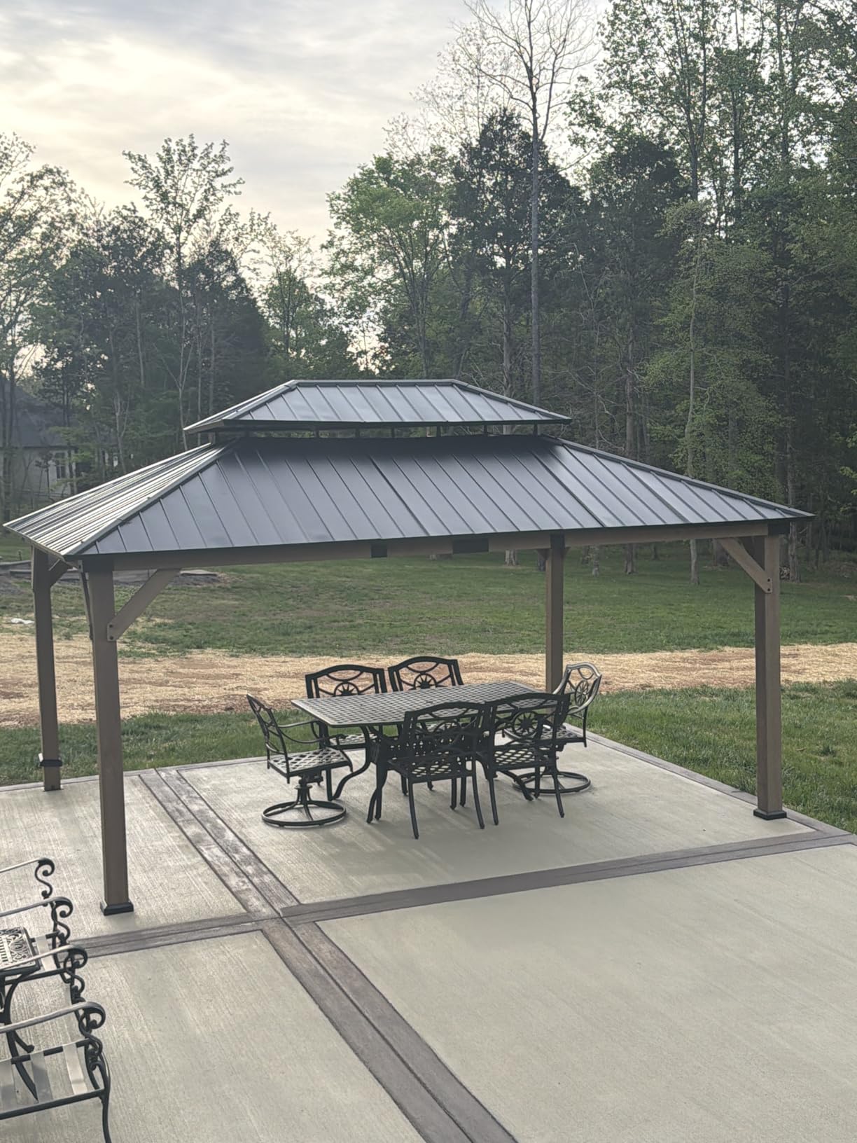 Aoxun 12' x 14' Outdoor Wood Gazebo, Hardtop Gazebo customer photo 1