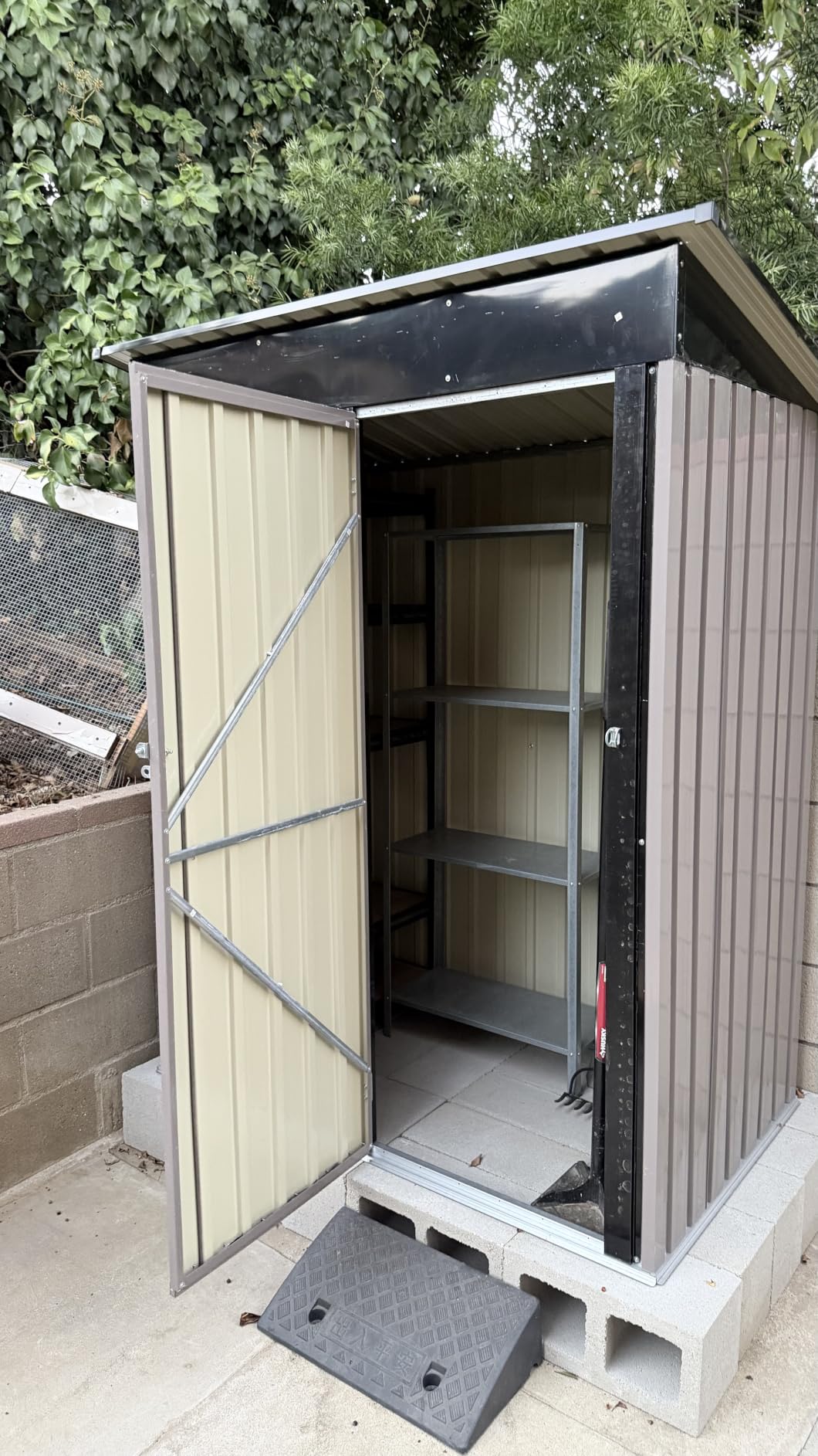 LAUSAINT HOME 10 x 12 FT Outdoor Storage Shed with Windows, Heavy Duty Galvanized Steel Storage Shed with Double Lockable Doors, Gable Roof & Air Vent for Backyard, Black customer photo 1