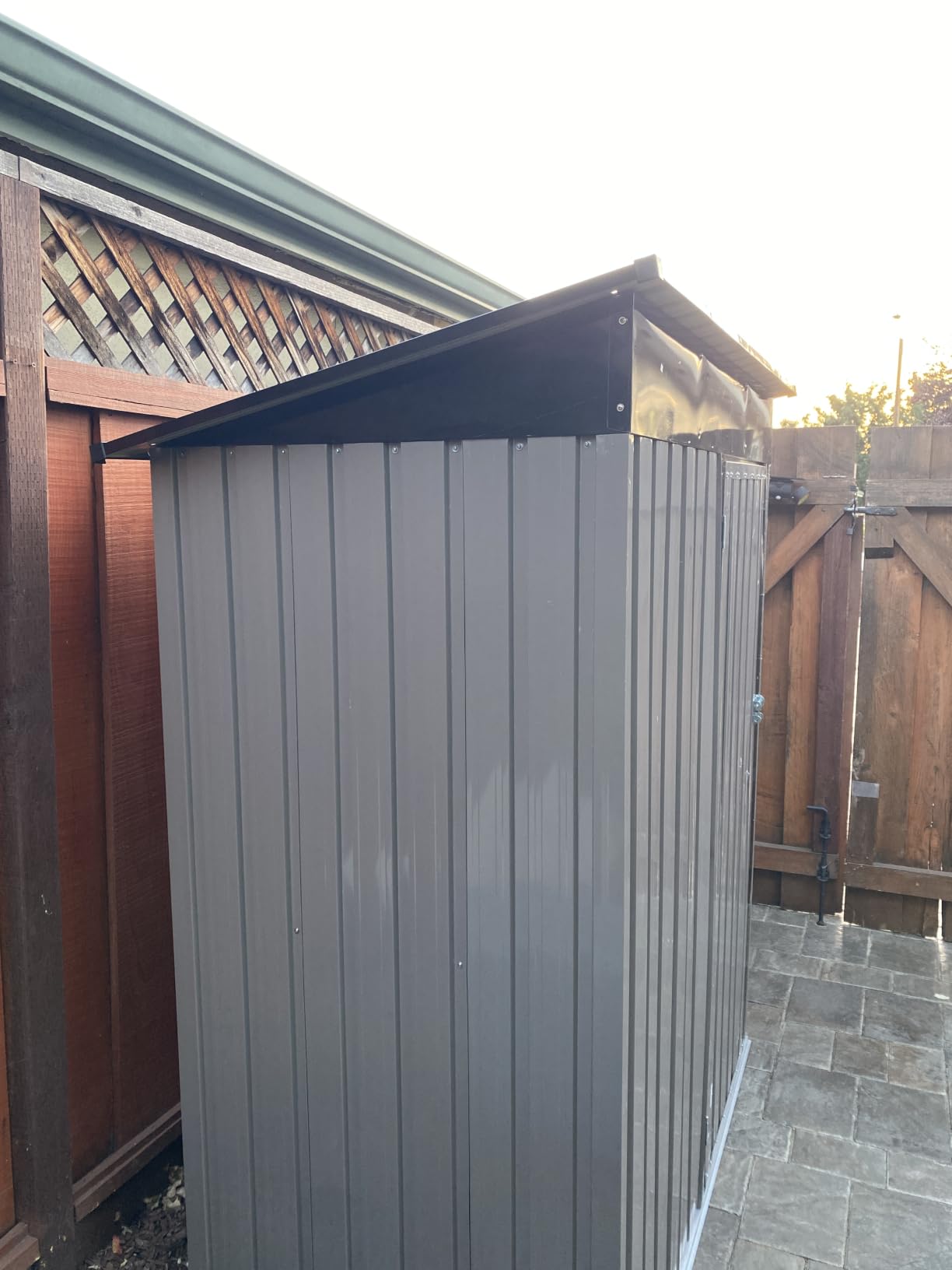 LAUSAINT HOME 10 x 12 FT Outdoor Storage Shed with Windows, Heavy Duty Galvanized Steel Storage Shed with Double Lockable Doors, Gable Roof & Air Vent for Backyard, Black customer photo 2